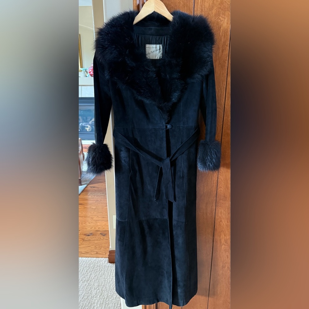 Vintage Saks Fifth Avenue Black suede trench